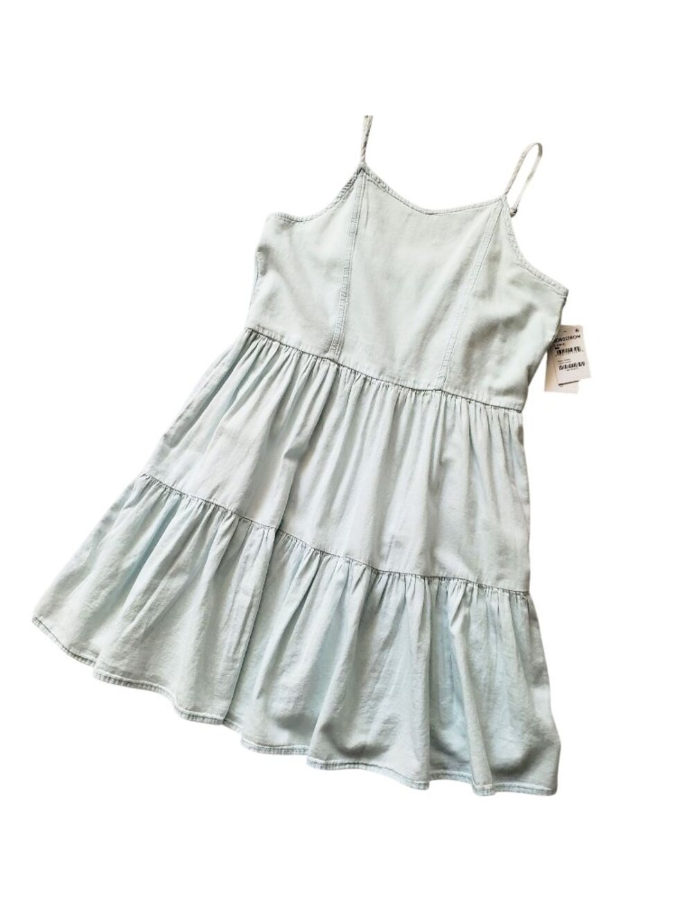 Nordstrom Treasure Bond Tiered Cotton Sundress Girls L NEW Chambray Dress 10/12